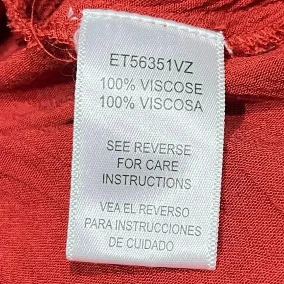 En Crème Burnt Red Front Tie Blouse Beaded Collar Size Medium - Picture 8 of 9